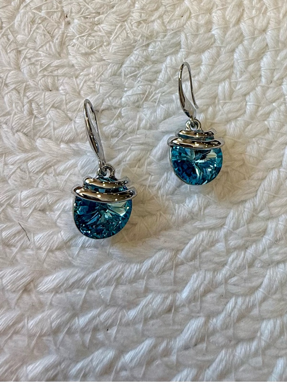 Aqua Blue Crystal Drop Earrings - Women's Silver-Tone Jewelry